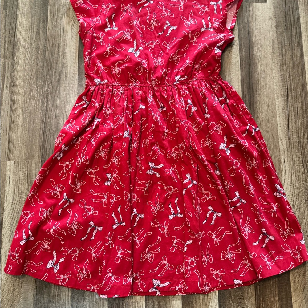 Lands' End Red and White Flutter Sleeve Sundress